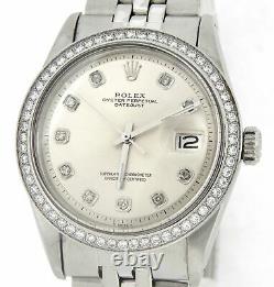 Mens Rolex Datejust Stainless Steel Watch Jubilee Silver Diamond Dial 1ct Bezel