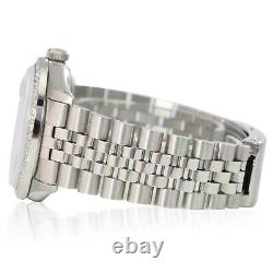 Mens Rolex Datejust Steel Factory Silver Index Diamond Bezel Jubilee Band Watch