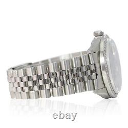 Mens Rolex Datejust Steel Factory Silver Index Diamond Bezel Jubilee Band Watch