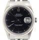 Mens Rolex Stainless Steel/18K White Gold Datejust Jubilee Black No Holes 16234