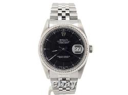 Mens Rolex Stainless Steel/18K White Gold Datejust Jubilee Black No Holes 16234