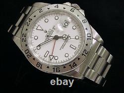 Mens Rolex Stainless Steel Explorer II Date Watch 40mm Oyster withWhite Dial 16570