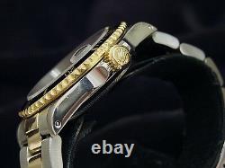 Mens Rolex Submariner 18k Yellow Gold Stainless Steel Watch Black Date Sub 16613