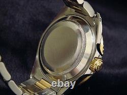 Mens Rolex Submariner 18k Yellow Gold Stainless Steel Watch Black Date Sub 16613