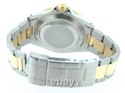 Mens Rolex Submariner 18k Yellow Gold Stainless Steel Watch Blue Date Sub 16613