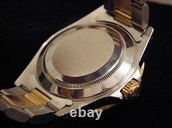 Mens Rolex Submariner Date 18k Yellow Gold & Steel Watch Blue Dial Bezel 16613
