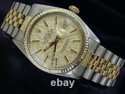 Mens Rolex Two-Tone 18K Gold/Stainless Steel Datejust Jubilee Gold Linen 16013