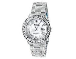 Mens Stainless Steel Rolex Datejust Oyster 36 MM Dial Diamond Watch with 10.5 Ct