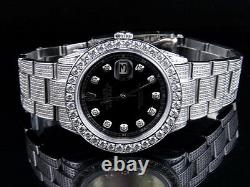 Mens Stainless Steel Rolex Datejust Oyster Steel 36MM Full Diamond Watch 9.0 Ct
