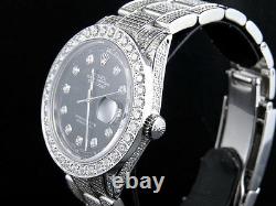 Mens Stainless Steel Rolex Datejust Oyster Steel 36MM Full Diamond Watch 9.0 Ct