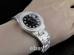 Mens Stainless Steel Rolex Datejust Oyster Steel 36MM Full Diamond Watch 9.0 Ct