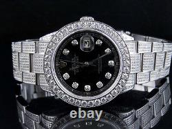 Mens Stainless Steel Rolex Datejust Oyster Steel 36MM Full Diamond Watch 9.0 Ct