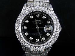 Mens Stainless Steel Rolex Datejust Oyster Steel 36MM Full Diamond Watch 9.0 Ct