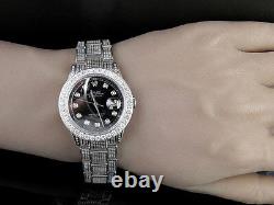 Mens Stainless Steel Rolex Datejust Oyster Steel 36MM Full Diamond Watch 9.0 Ct