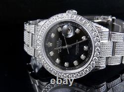 Mens Stainless Steel Rolex Datejust Oyster Steel 36MM Full Diamond Watch 9.0 Ct