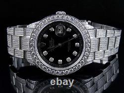 Mens Stainless Steel Rolex Datejust Oyster Steel 36MM Full Diamond Watch 9.0 Ct