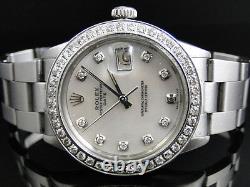 Mens Stainless Steel Rolex Datejust Watch with 2.15 Ct Diamond MOP Dial
