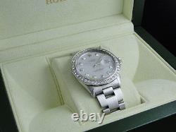 Mens Stainless Steel Rolex Datejust Watch with 2.15 Ct Diamond MOP Dial
