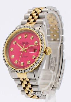 Mens Vintage ROLEX Oyster Perpetual Datejust 36mm HOT PINK Dial Watch