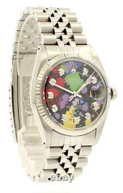 Mens Vintage ROLEX Oyster Perpetual Datejust 36mm MULTI COLOR Diamond Dial Watch