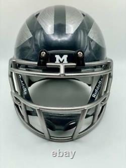 Michigan Wolverines CUSTOM Stainless Steel Hydro-Dipped Mini Football Helmet