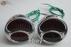 Model A Tail Lights Stainless Steel Red Glass Lens Antique Car Pickup Truck Set