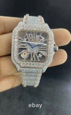 Moissanite Diamond Watch, Men Iced Out EF/VVS Diamond Watch, Stainless Steel