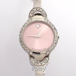 Movado Watch Kara Pink Custom Genuine Diamond Stainless Steel Bracelet Ladies