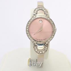 Movado Watch Kara Pink Custom Genuine Diamond Stainless Steel Bracelet Ladies