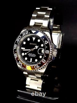 NH35 Movement Custom Watch -Coke GMT Style 40mm Automatic Solid Stainless Steel