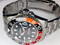 NH35 Movement Custom Watch Coke GMT Style 40mm Automatic Solid Stainless Steel