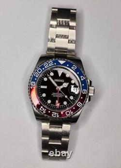 NH35 Movement Custom Watch Pepsi 40mm Automatic Solid Stainless Steel