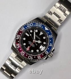 NH35 Movement Custom Watch Pepsi 40mm Automatic Solid Stainless Steel