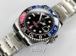 NH35 Movement Custom Watch Pepsi 40mm Automatic Solid Stainless Steel