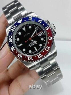 NH35 Movement Custom Watch Pepsi 40mm Automatic Solid Stainless Steel