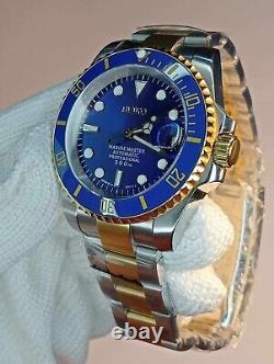 NH35 Movement Custom Watch -Two-Tone Bluesy 40mm Automatic Solid Stainless Steel