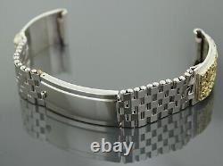 Natural Gold Nugget Stainless Steel Silver Custom Made Watch Band 16mm