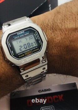 New CASIO G-SHOCK DW-5600E CUSTOM FULL METAL Silver STAINLESS STEEL