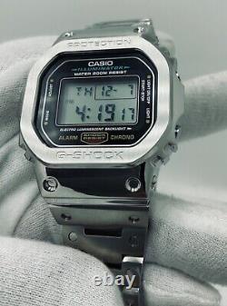 New CASIO G-SHOCK DW-5600E CUSTOM FULL METAL Silver STAINLESS STEEL