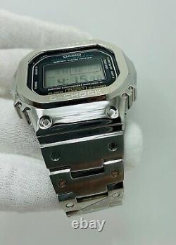 New CASIO G-SHOCK DW-5600E CUSTOM FULL METAL Silver STAINLESS STEEL