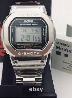 New CASIO G-SHOCK DW-5600E CUSTOM FULL METAL Silver STAINLESS STEEL