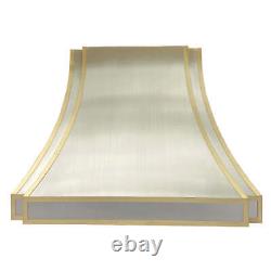 New Curve Stainless Steel Custom Range Vent Hood kitchen Canopy with Brass Bands