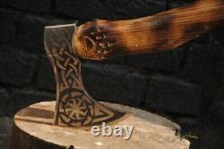 New Custom Hand Forged Bearded Axe Etching Axe with Handle Carving Gift for Men