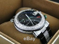 New Custom Mens Diamond Gucci Ya101331 Watch 9 Ct Sides And Band