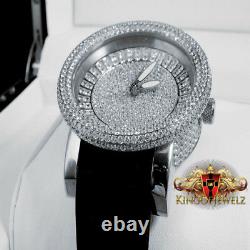 New Men's 3d Full Stainless Steel Gold Tone Custom Simulated Diamond Watch 48m