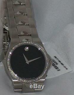 New Men's Movado Black Luno 0605556 0.93 ct. Aprx. Custom set real Diamond Watch