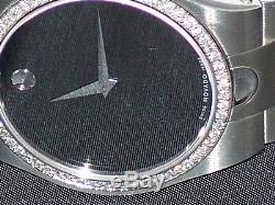 New Men's Movado Black Luno 0605556 0.93 ct. Aprx. Custom set real Diamond Watch