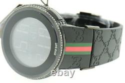 New Mens Custom Black Full i Gucci Digital YA114207 White Diamond Watch 2 CT