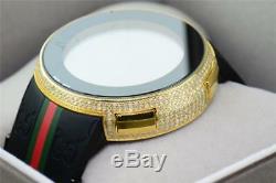 New Mens Custom Yellow Full I-Gucci Digital Ya114207 White Diamond Watch 2.5CT