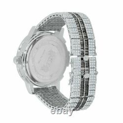 Onyx Black White Gold Custom Solid Steel Bezel Band Baguette Real Diamond Watch